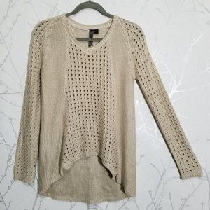 Le Temps Des Cerises Eyelet Knit V-Neck Sweater